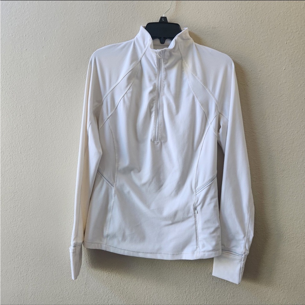 Lululemon half zip white sweatshirt long sleeve top size 8